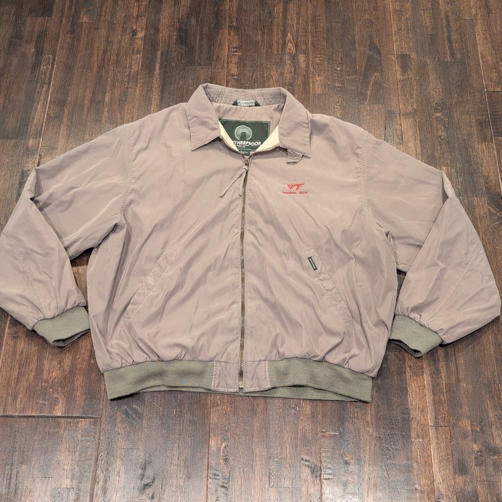 Weatherproof Virginia Tech VT Hokies Bomber Jacket Mens XL Gray Soft Embroidered